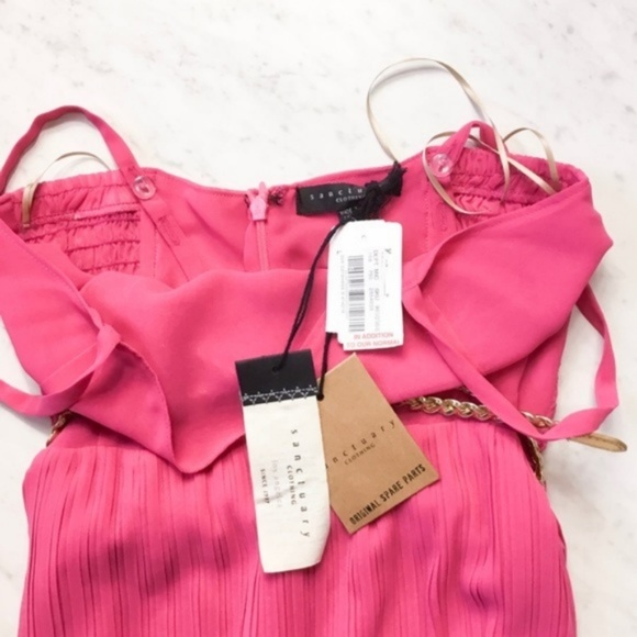 NWT Sanctuary Malt Shop Pink Pleated Dress - Picture 3 of 7